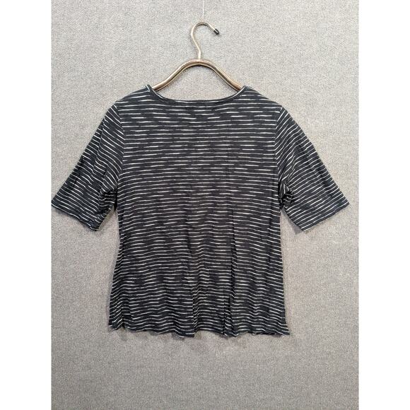 Habitat Top Womens Small Stripe Pieced Abstract Artisan Tee T Shirt Navy - Picture 5 of 10